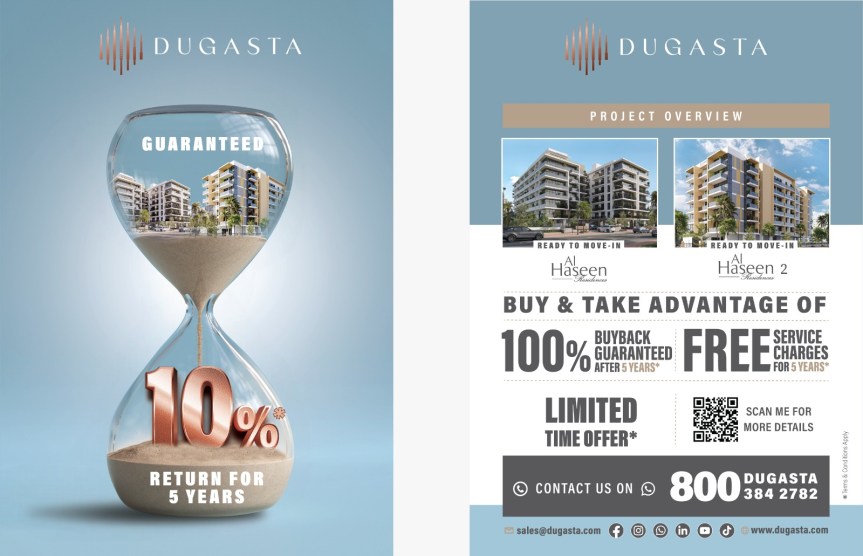 Dugasta Properties announces 50% ROIin 5 years, service charge waiver, and buyback option at Al Haseen&nbsp;Residences