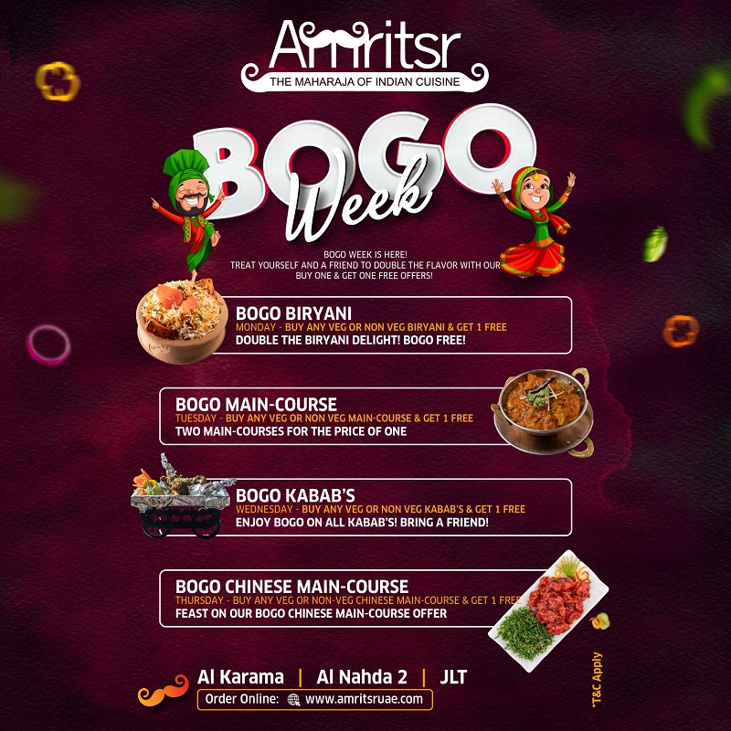Amritsr Restaurant unveils summer promotion with ‘Buy One, Get One’ meal offer in the month of&nbsp;August