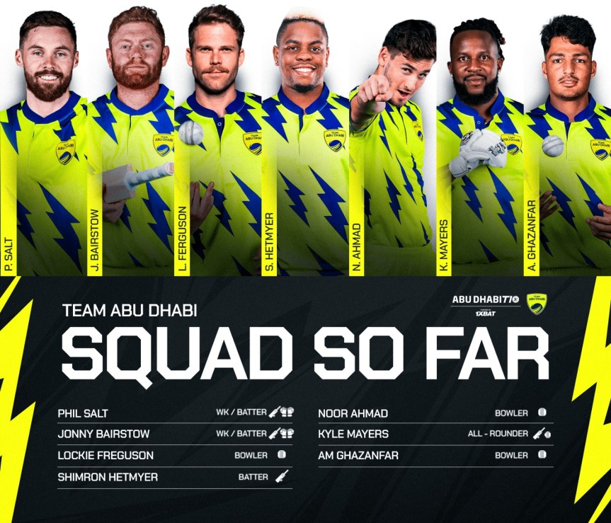 BUTTLER, BAIRSTOW, STOINIS, RASHID KHAN  AMONG STAR-STUDDED LINEUP FOR ABU DHABI T10&nbsp;2024