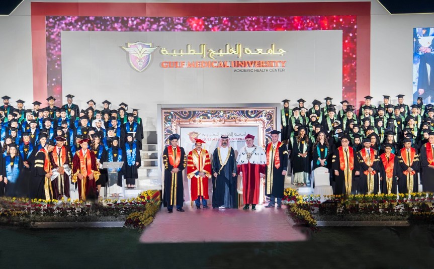 His Highness Sheikh Ammar Bin Humaid Al Nuaimi Witnesses the 21st Graduation Ceremony of561 Male and Female Students from Gulf Medical&nbsp;University