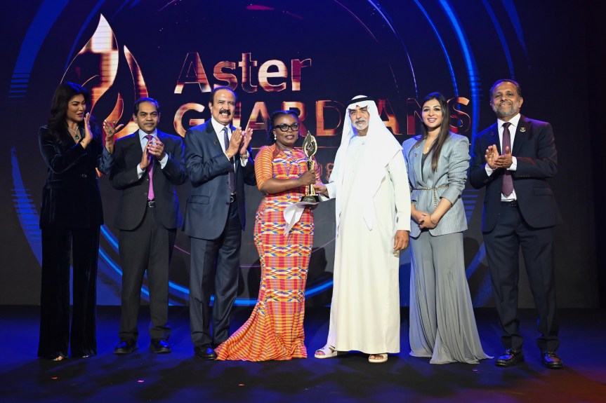 HE Sheikh Nahyan bin Mabarak Al Nahyan awards Nurse Naomi Oyoe Ohene Oti from Ghana the winner of Aster Guardians Global Nursing Award 2025 worth USD&nbsp;250,000